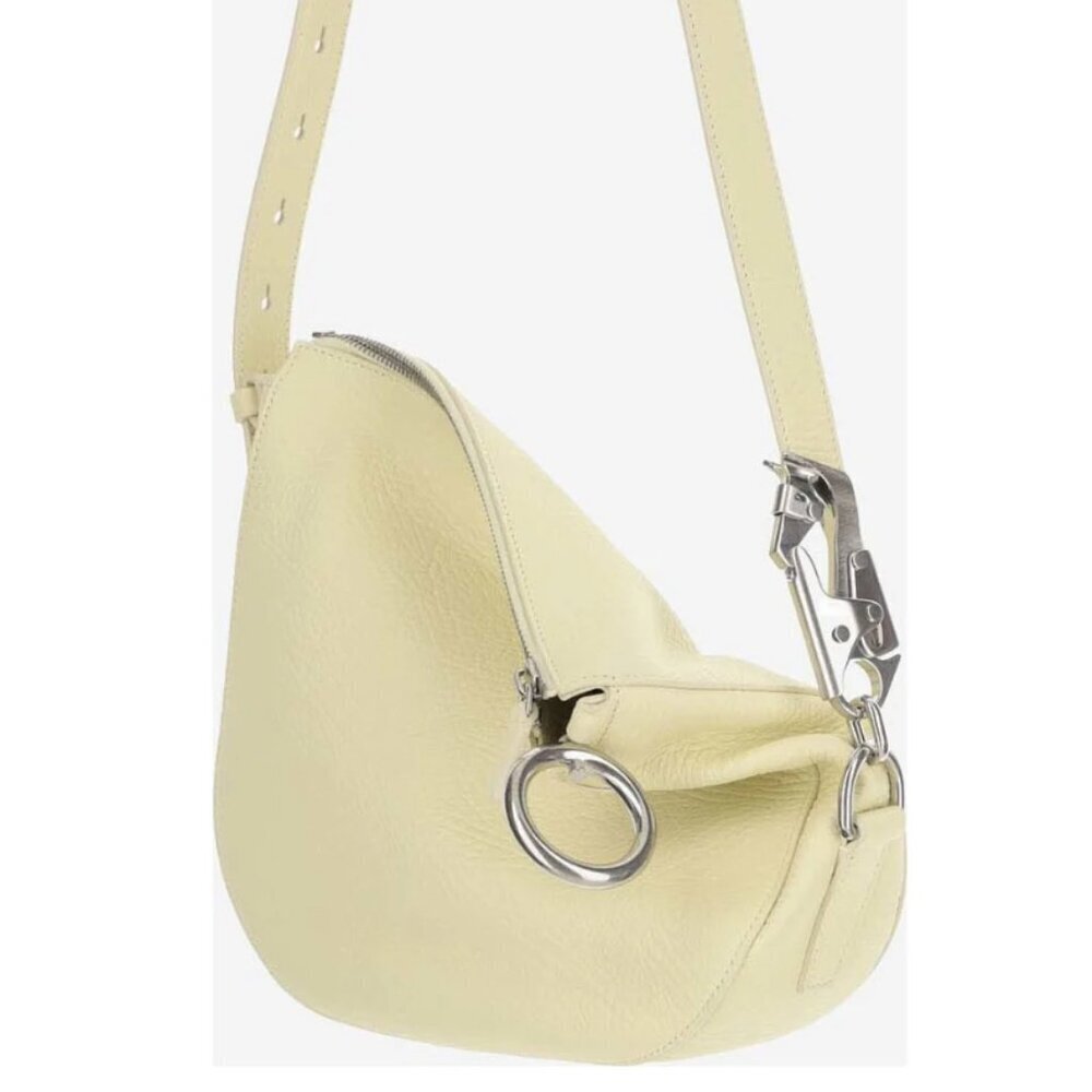 Burberry Knight Pale Lime Green Leather Shoulder Bag Silver hardware, new auth